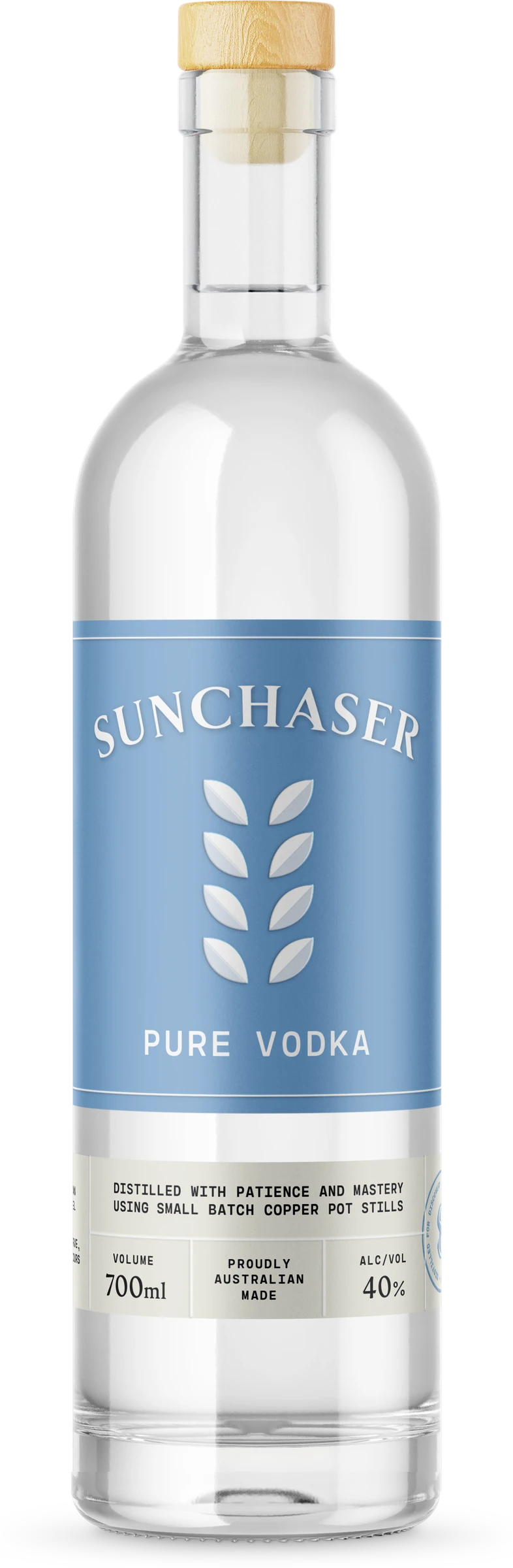 A bottle of Sunchaser Pure Vodka